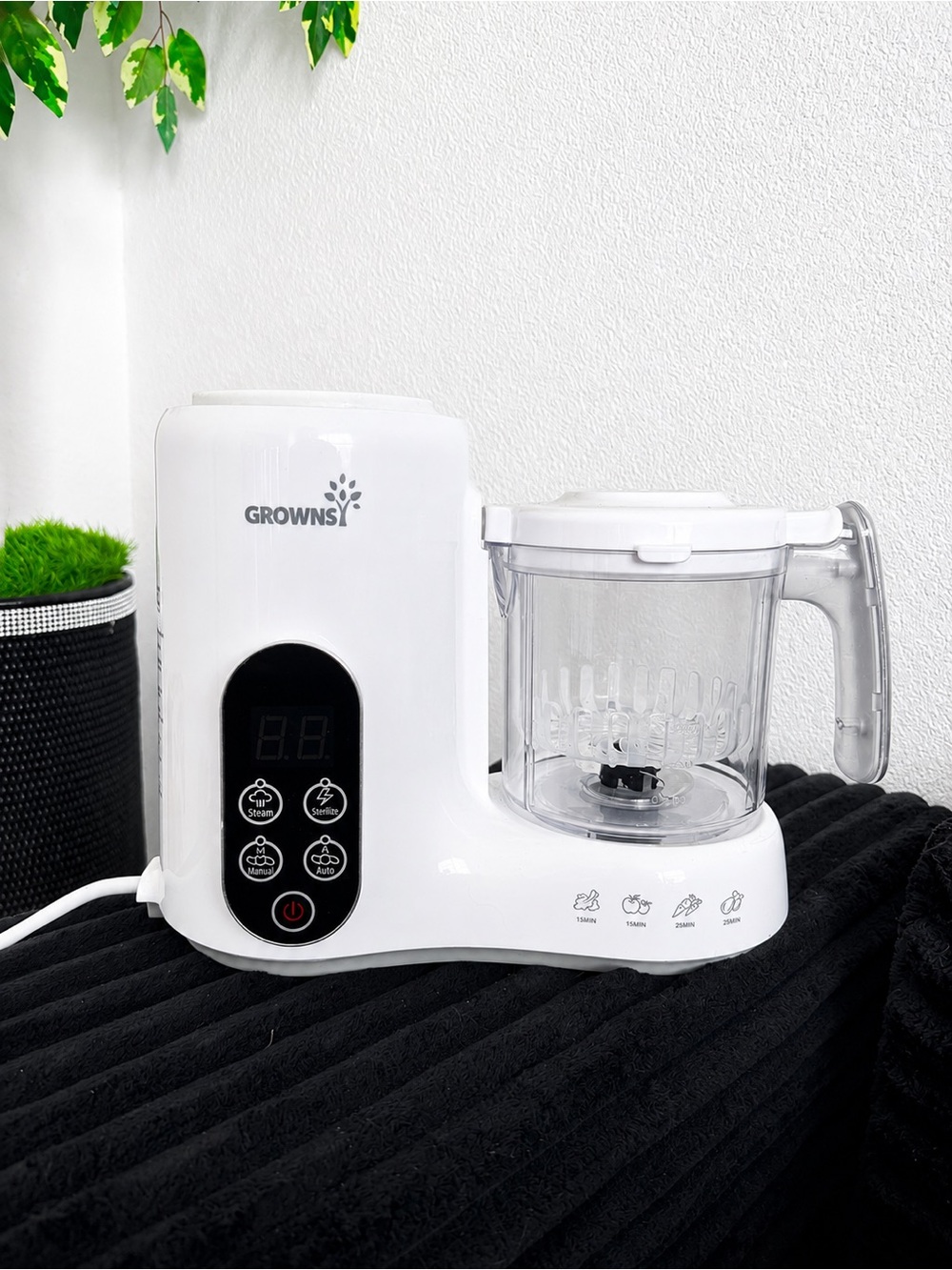 GROWNSY White Baby Food Processor - 4-in-1 Steamer & Blender